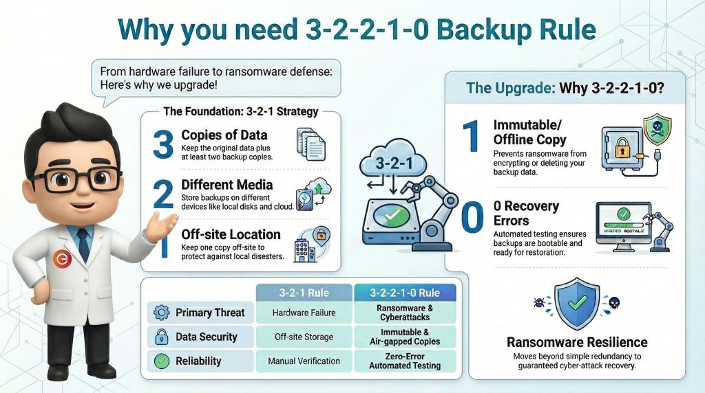 Mira E Solutions implements the 3-2-2-1-0 Veeam backup strategy to ensure enterprise data resilience.